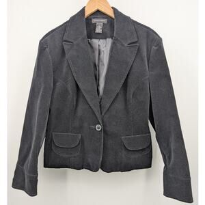 Goodclothes Black Velvet Blazer Women’s Large Single Button Lined Jacket